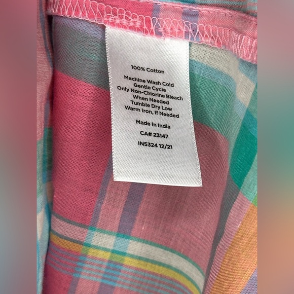 NEW Talbots 100% Cotton Button-Front Shirt – Pastel Easter Plaid – Women’s S - Picture 7 of 8